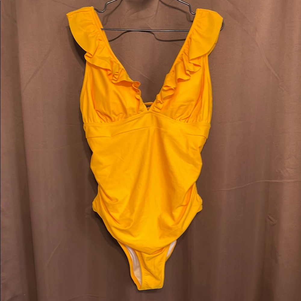 Marigold Yellow Ruffled Women’s One Piece Swimsuit